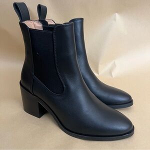 & Other Stories Chelsea Ankle Boots Black Leather Block Heel Minimalist 6.5